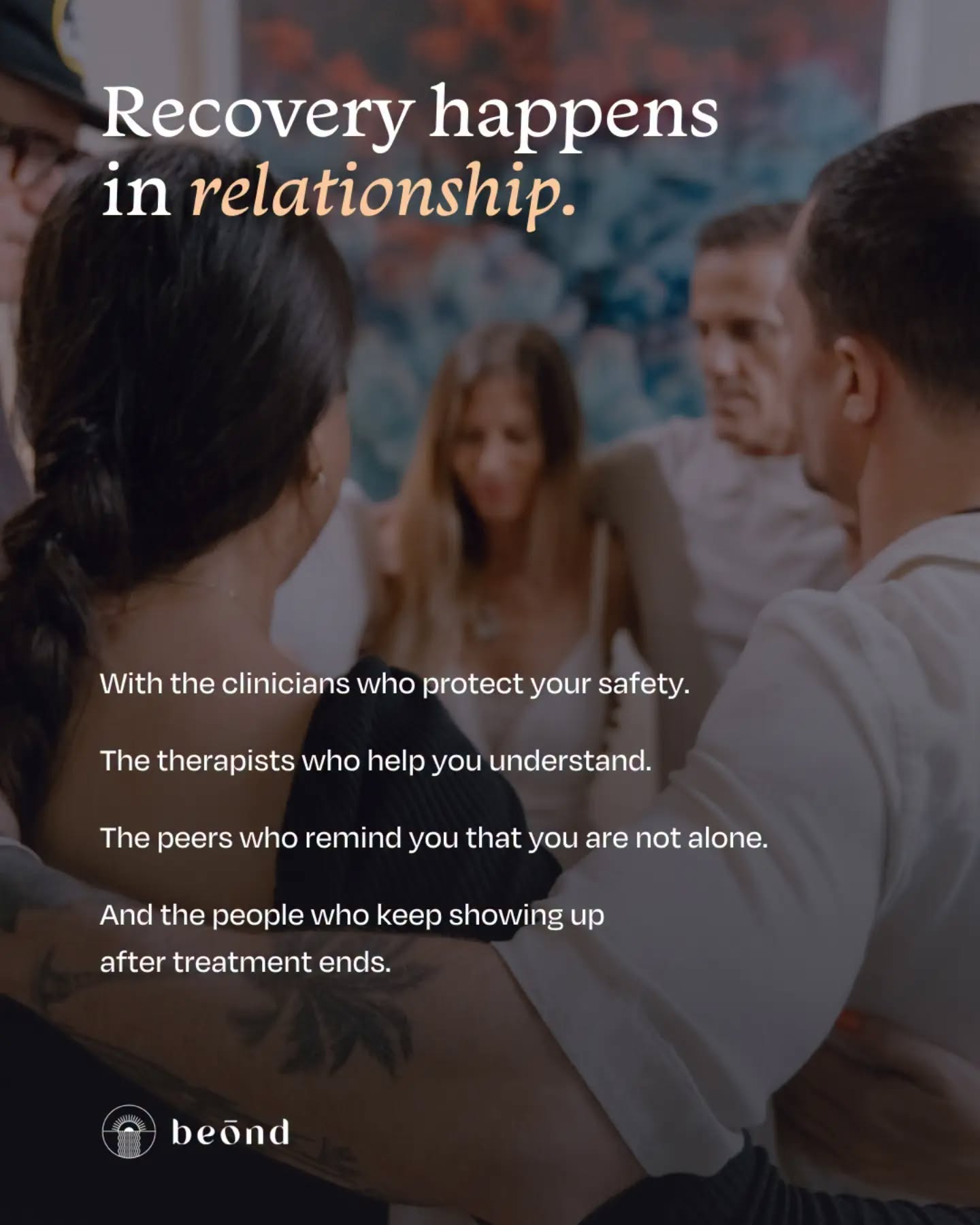 People supporting one another in a recovery setting, illustrating that recovery happens in relationship.